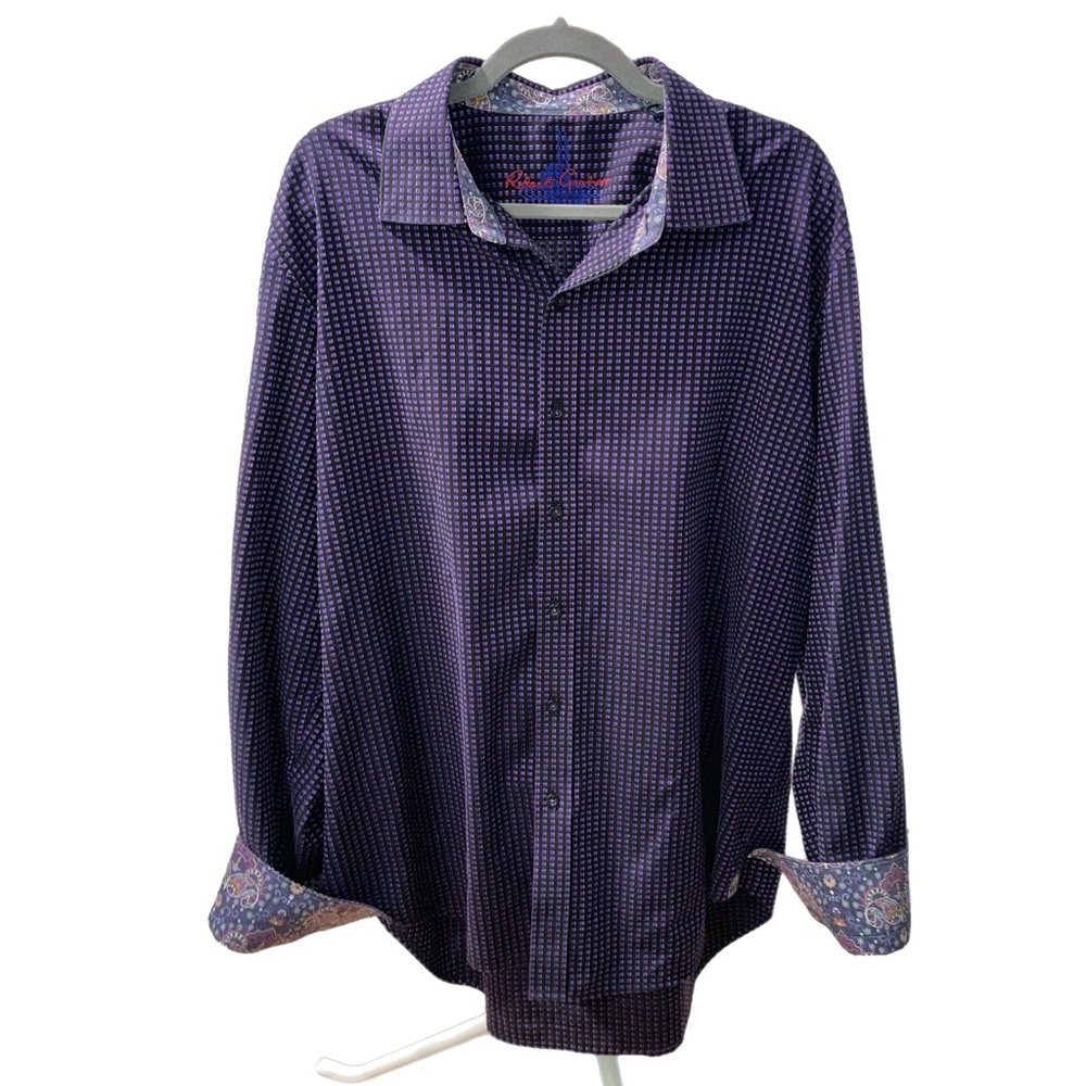 Robert Graham 2XL button up LS shirt Great Condition! Purple Black A17